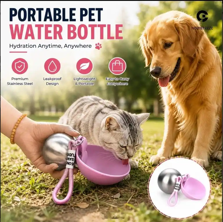 Portable Dog Water Bottle Stainless Steel Leakproof