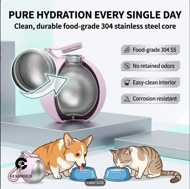 Portable Dog Water Bottle Stainless Steel Leakproof