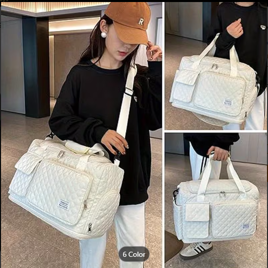 Women’s Weekender Travel Bag with Shoe Compartment_Duffel for Gym, Hospital & Travel
