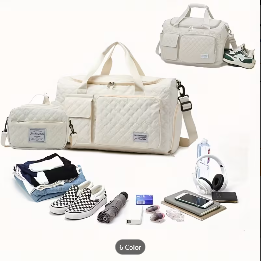 Women’s Weekender Travel Bag with Shoe Compartment_Duffel for Gym, Hospital & Travel