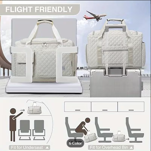 Women’s Weekender Travel Bag with Shoe Compartment_Duffel for Gym, Hospital & Travel