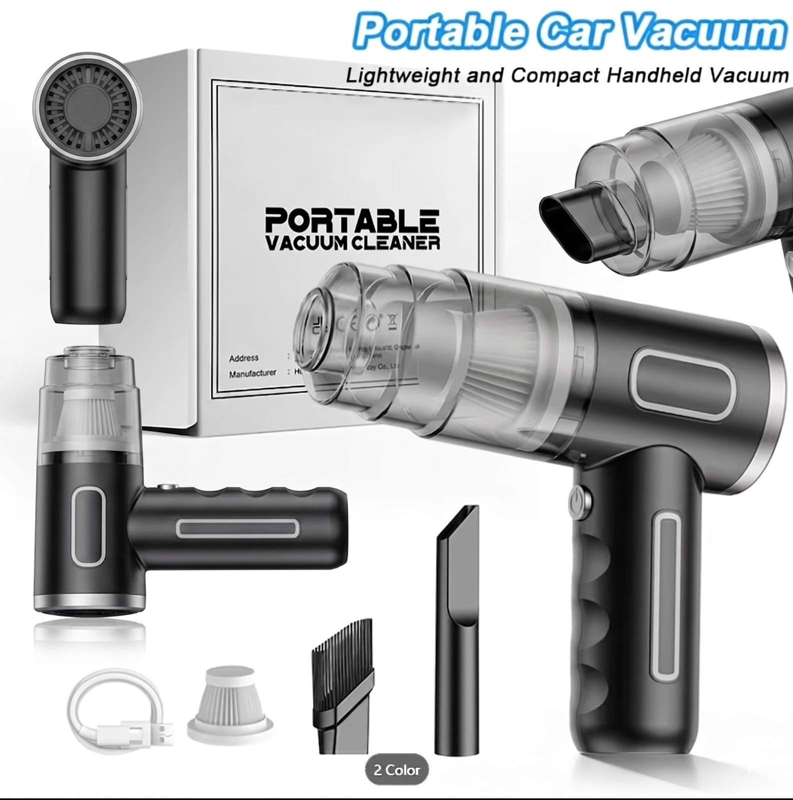 Portable Cordless Handheld Vacuum Cleaner | Powerful Wireless Vacuum Vortex Suction for Car, Home & Office