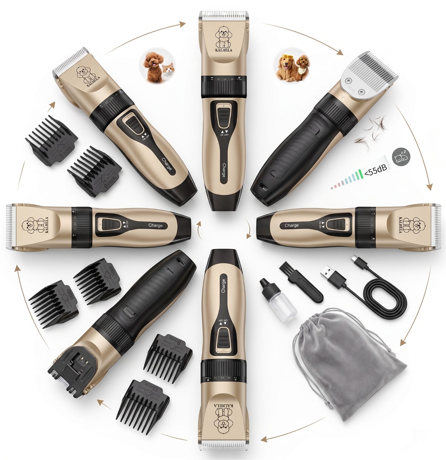 Professional Dog Grooming Kit – USB Rechargeable Pet Clippers with Ceramic Blades for Dogs & Cats