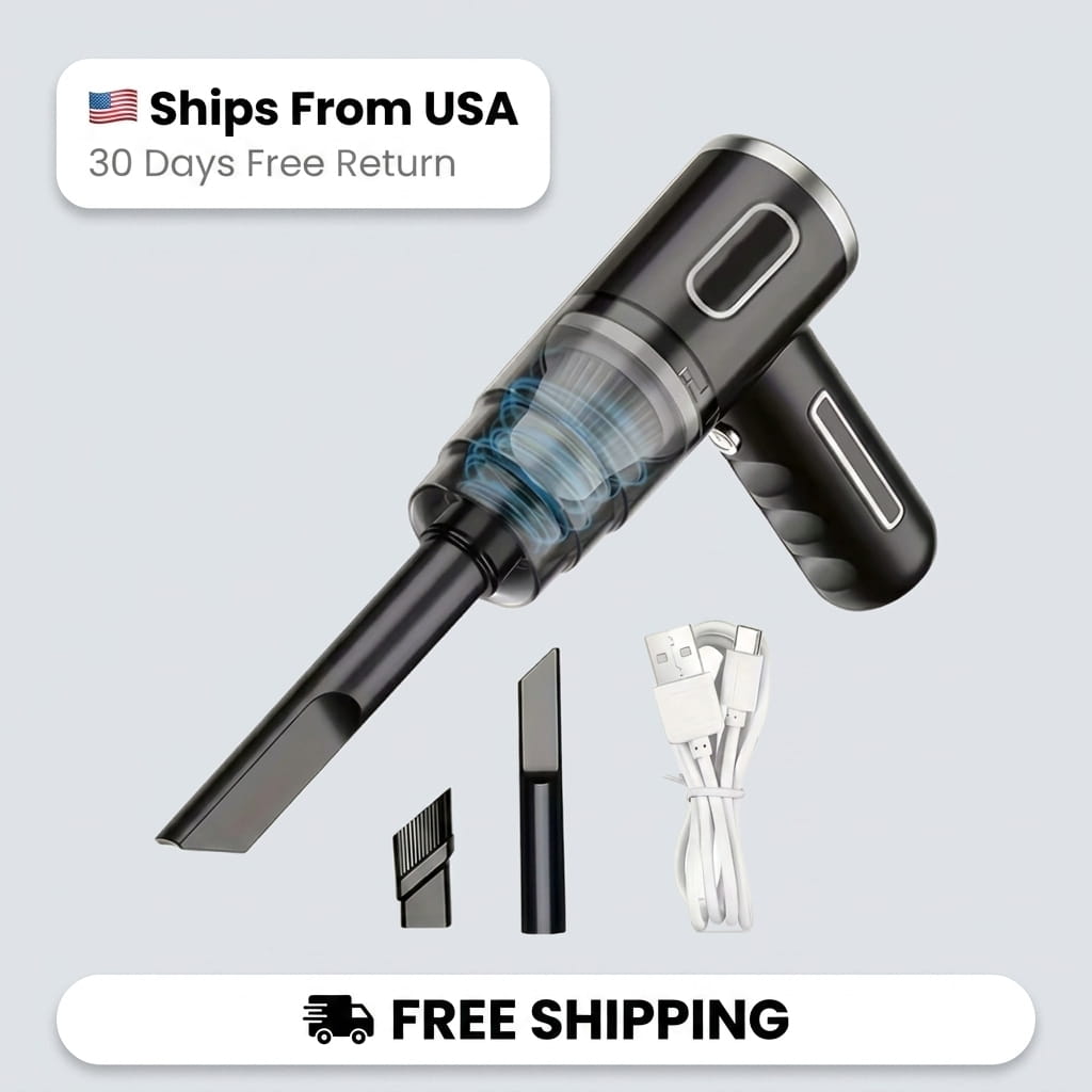 Portable Cordless Handheld Vacuum Cleaner | Powerful Wireless Vacuum Vortex Suction for Car, Home & Office