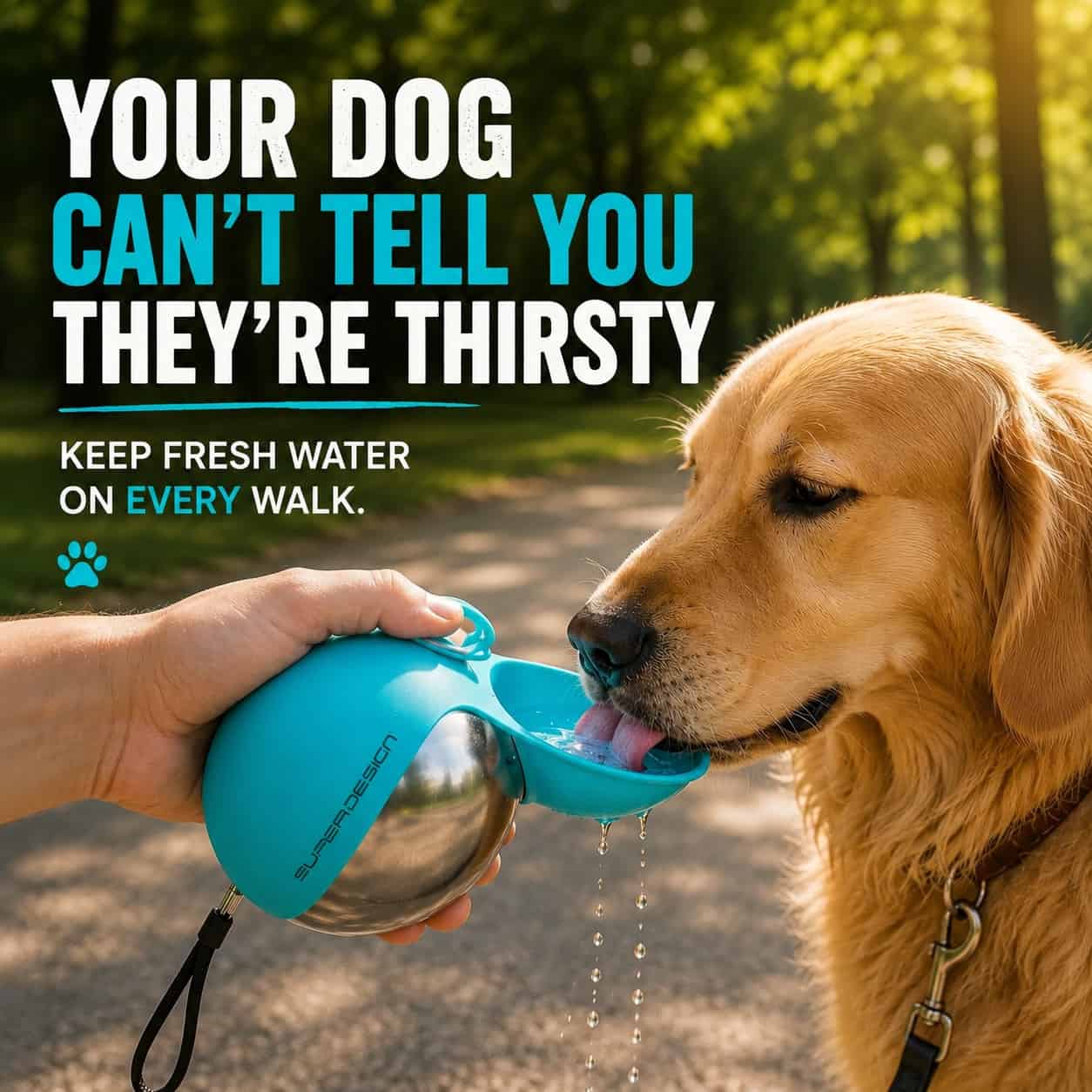 Portable Dog Water Bottle Stainless Steel Leakproof