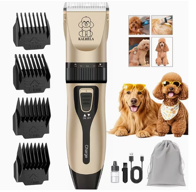 professional dog grooming kit with rechargeable pet clippers and ceramic blades for dogs and cats